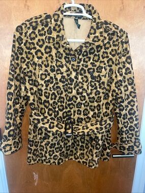 Ralph Lauren LAURENLeopard Print Belted Utility Jacket - Brown/Black